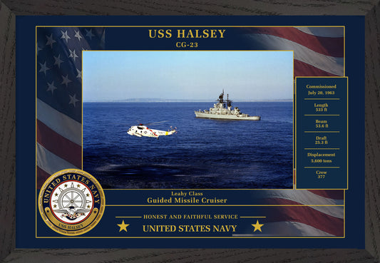 USS Halsey CG-23 Framed Patriotic Photo