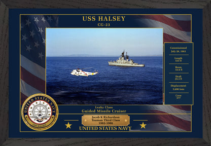 USS Halsey CG-23 Framed Patriotic Photo