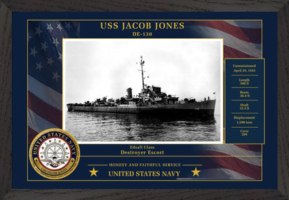 USS Jacob Jones DE-130 Framed Patriotic Photo