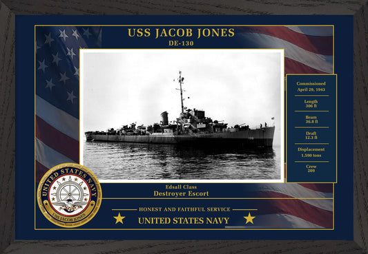USS Jacob Jones DE-130 Framed Patriotic Photo