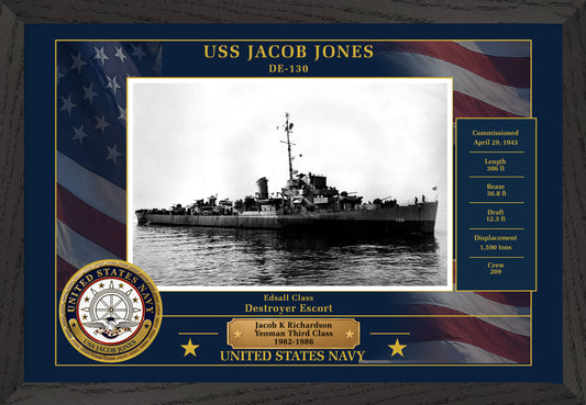 USS Jacob Jones DE-130 Framed Patriotic Photo