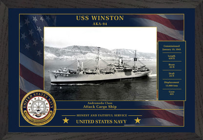 USS Winston AKA-94 Framed Patriotic Photo