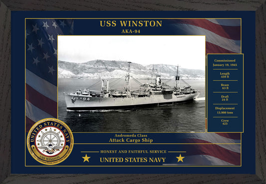 USS Winston AKA-94 Framed Patriotic Photo