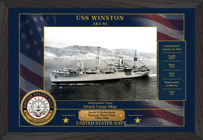 USS Winston AKA-94 Framed Patriotic Photo