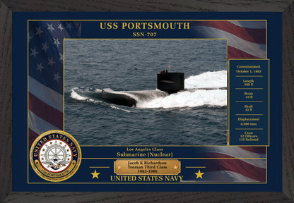 USS Portsmouth SSN-707 Framed Patriotic Photo