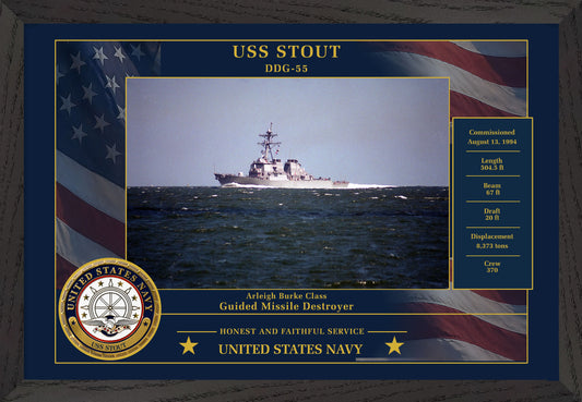 USS Stout DDG-55 Framed Patriotic Photo