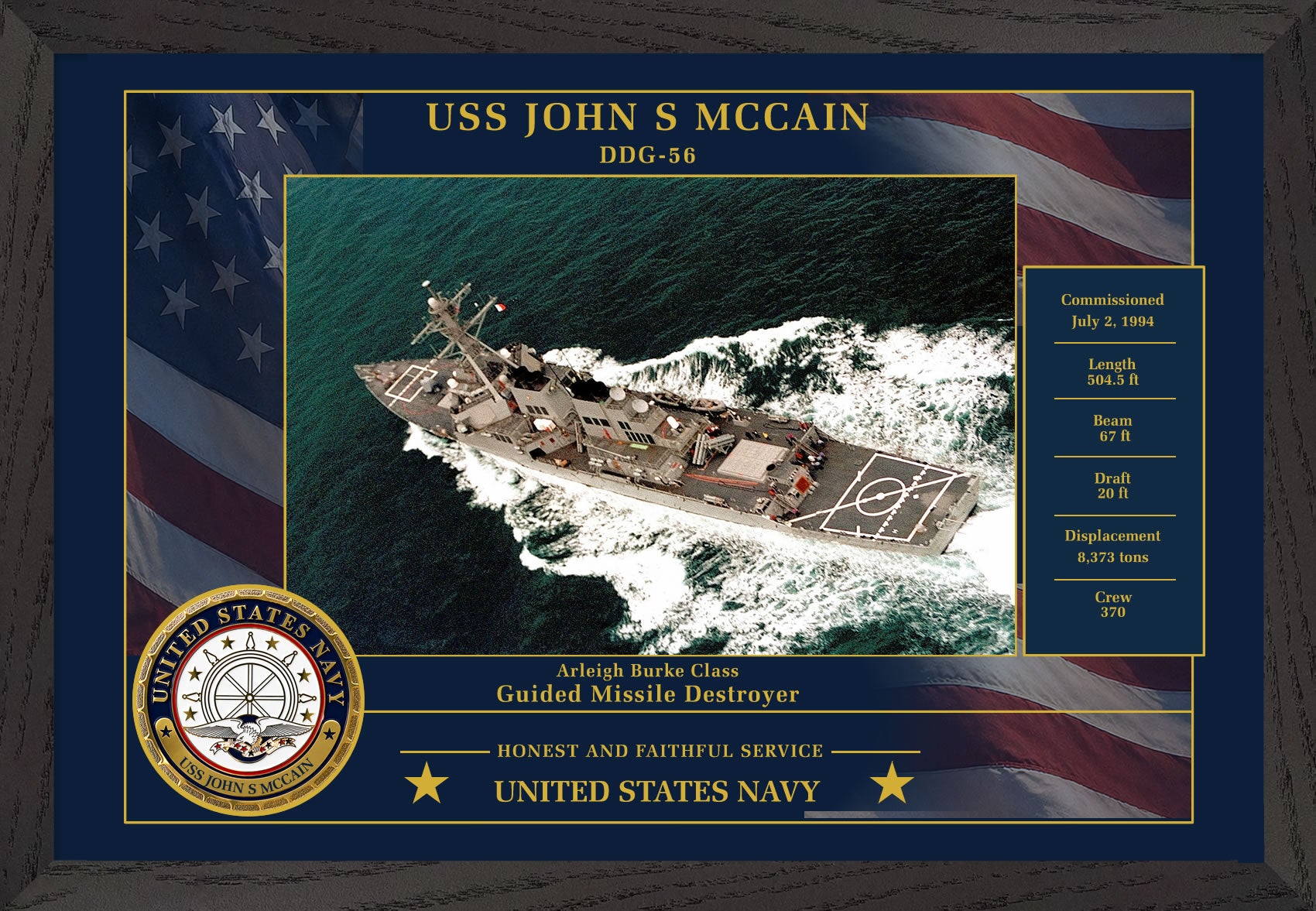 USS John S Mccain DDG-56 Framed Patriotic Photo