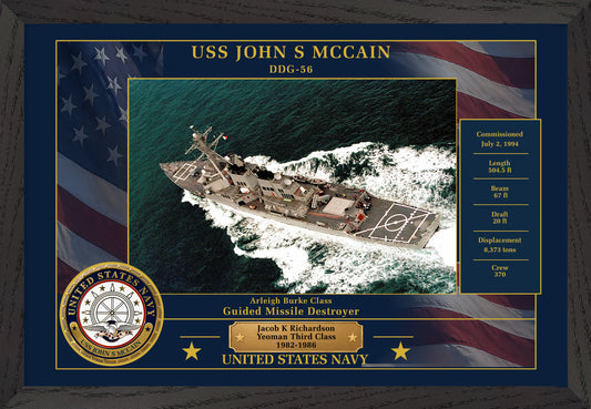 USS John S Mccain DDG-56 Framed Patriotic Photo