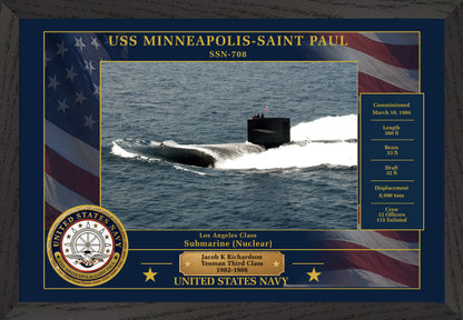 USS Minneapolis Saint Paul SSN-708 Framed Patriotic Photo