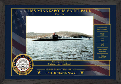 USS Minneapolis Saint Paul SSN-708 Framed Patriotic Photo