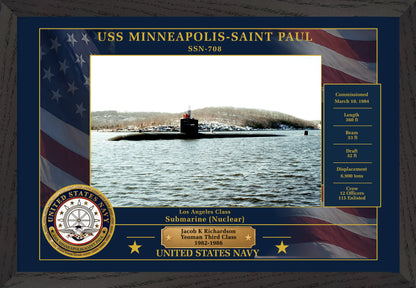 USS Minneapolis Saint Paul SSN-708 Framed Patriotic Photo