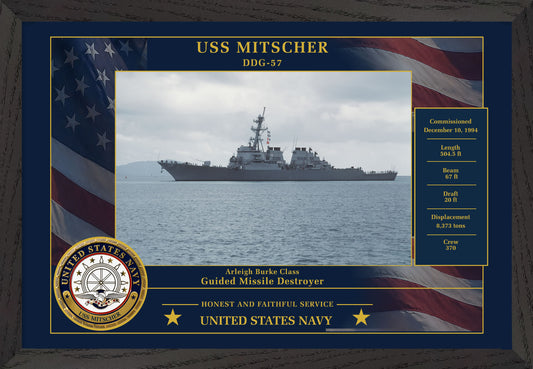 USS Mitscher DDG-57 Framed Patriotic Photo
