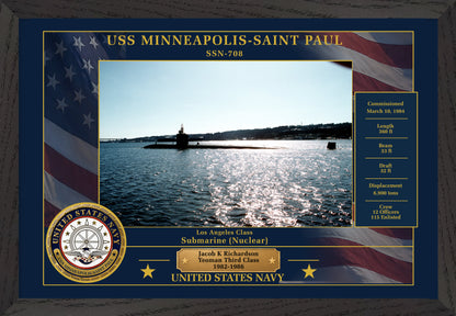 USS Minneapolis Saint Paul SSN-708 Framed Patriotic Photo