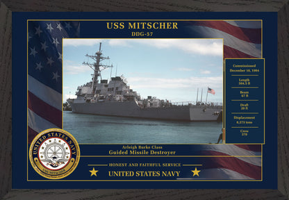 USS Mitscher DDG-57 Framed Patriotic Photo