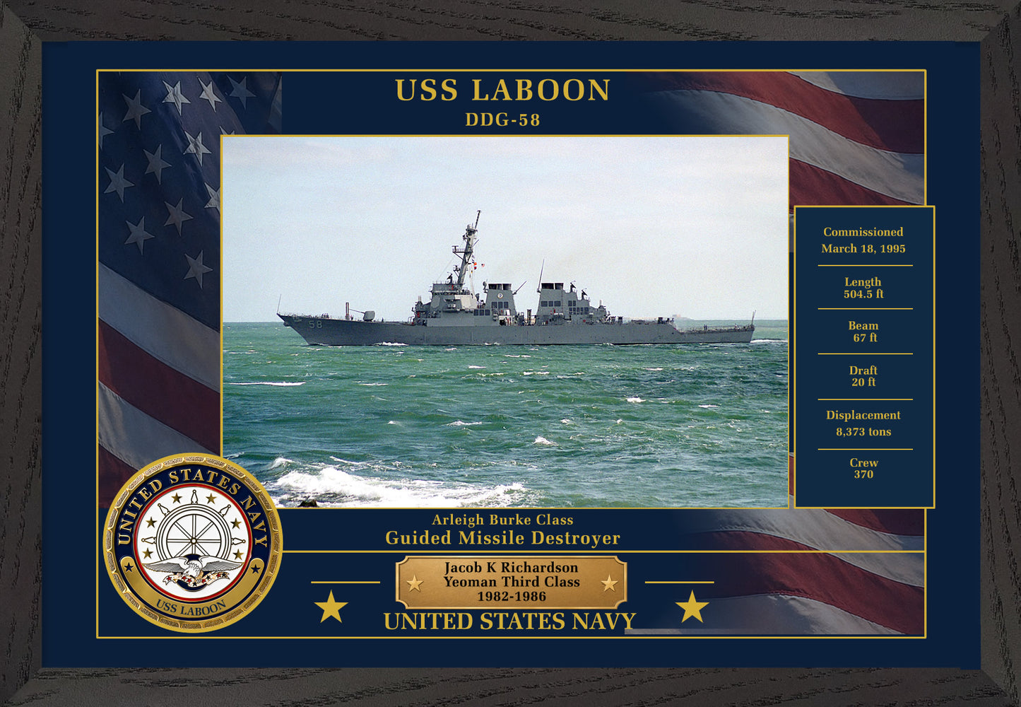 USS Laboon DDG-58 Framed Patriotic Photo