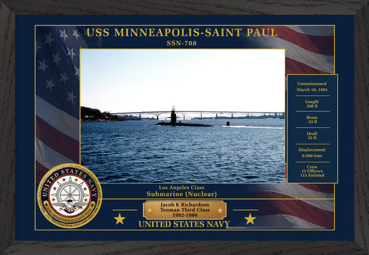 USS Minneapolis Saint Paul SSN-708 Framed Patriotic Photo