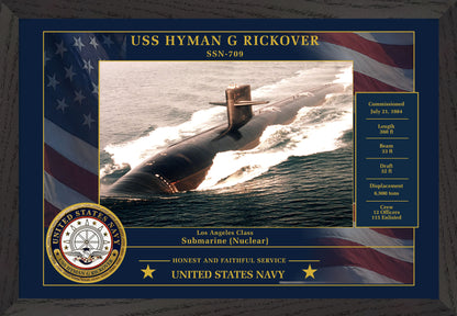 USS Hyman G Rickover SSN-709 Framed Patriotic Photo