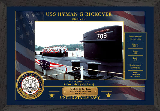 USS Hyman G Rickover SSN-709 Framed Patriotic Photo