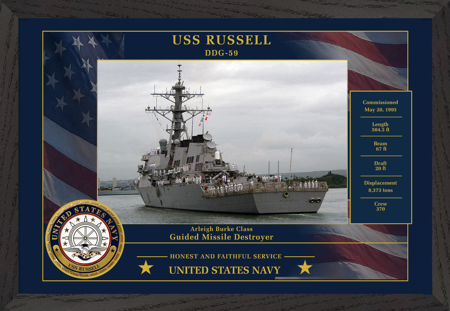 USS Russell DDG-59 Framed Patriotic Photo