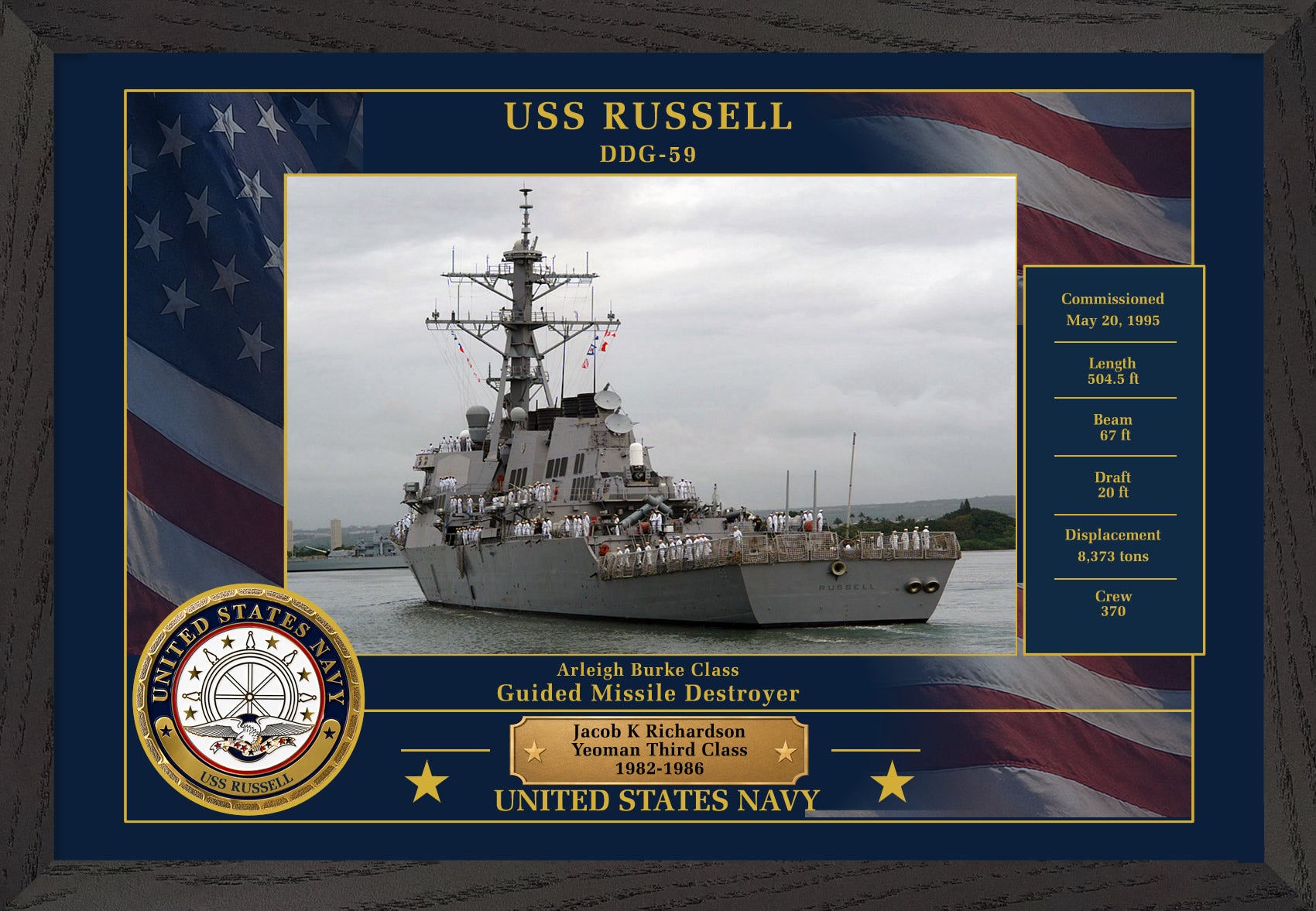 USS Russell DDG-59 Framed Patriotic Photo