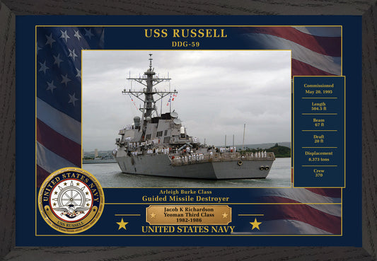USS Russell DDG-59 Framed Patriotic Photo