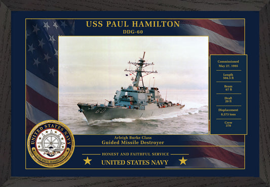 USS Paul Hamilton DDG-60 Framed Patriotic Photo