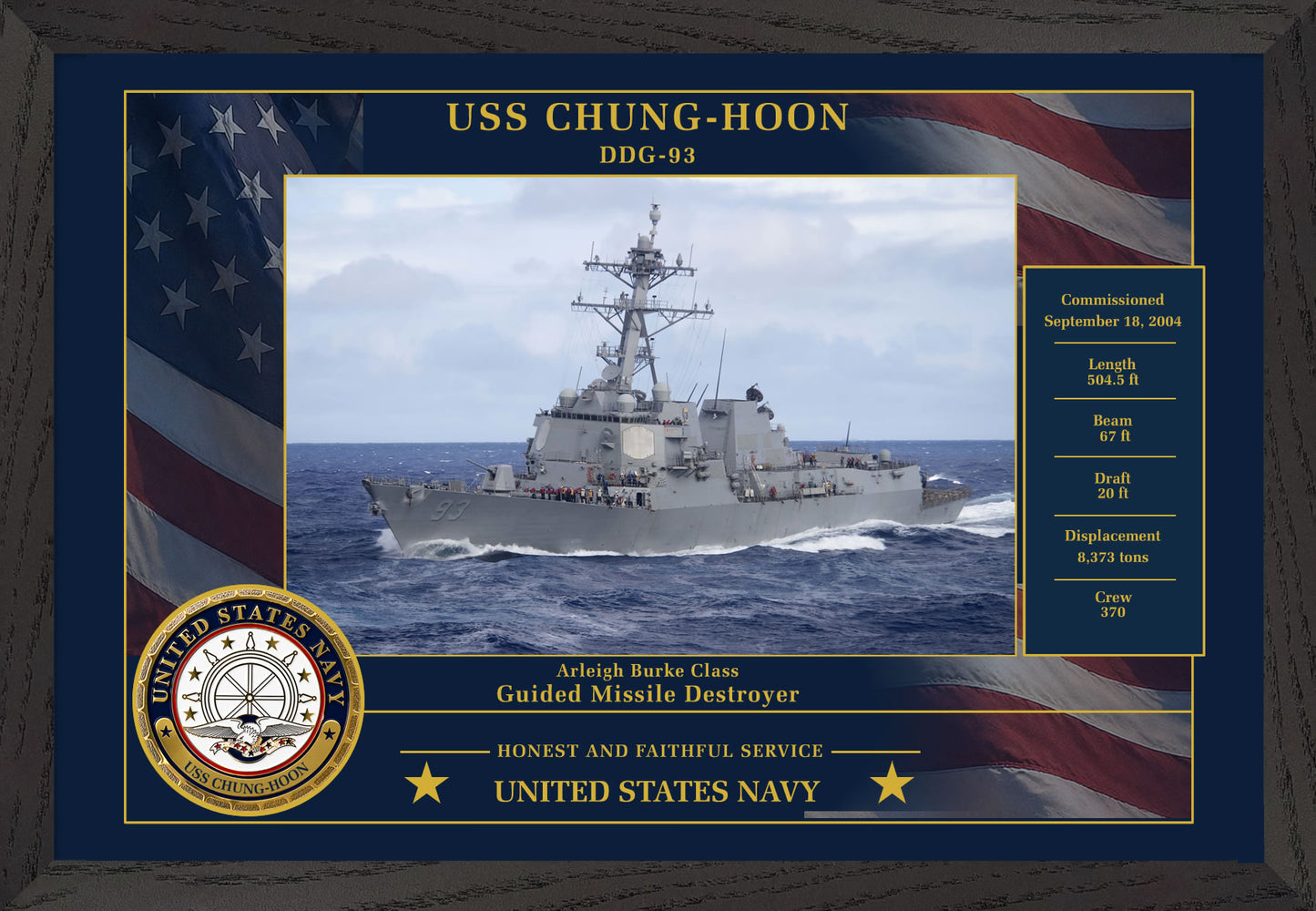 USS Chung Hoon DDG-93 Framed Patriotic Photo