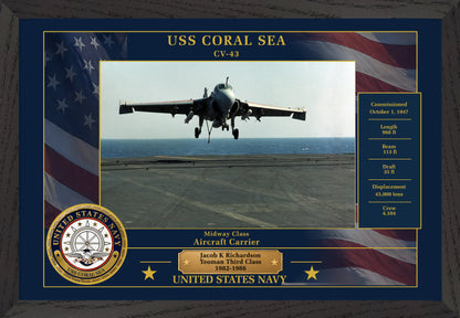 USS Coral Sea CV-43 Framed Patriotic Photo