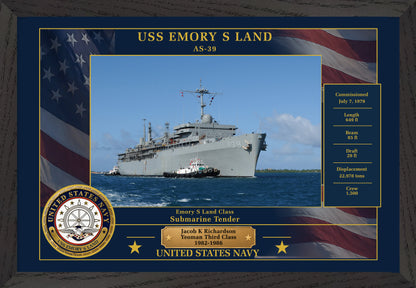 USS Emory S Land AS-39 Framed Patriotic Photo