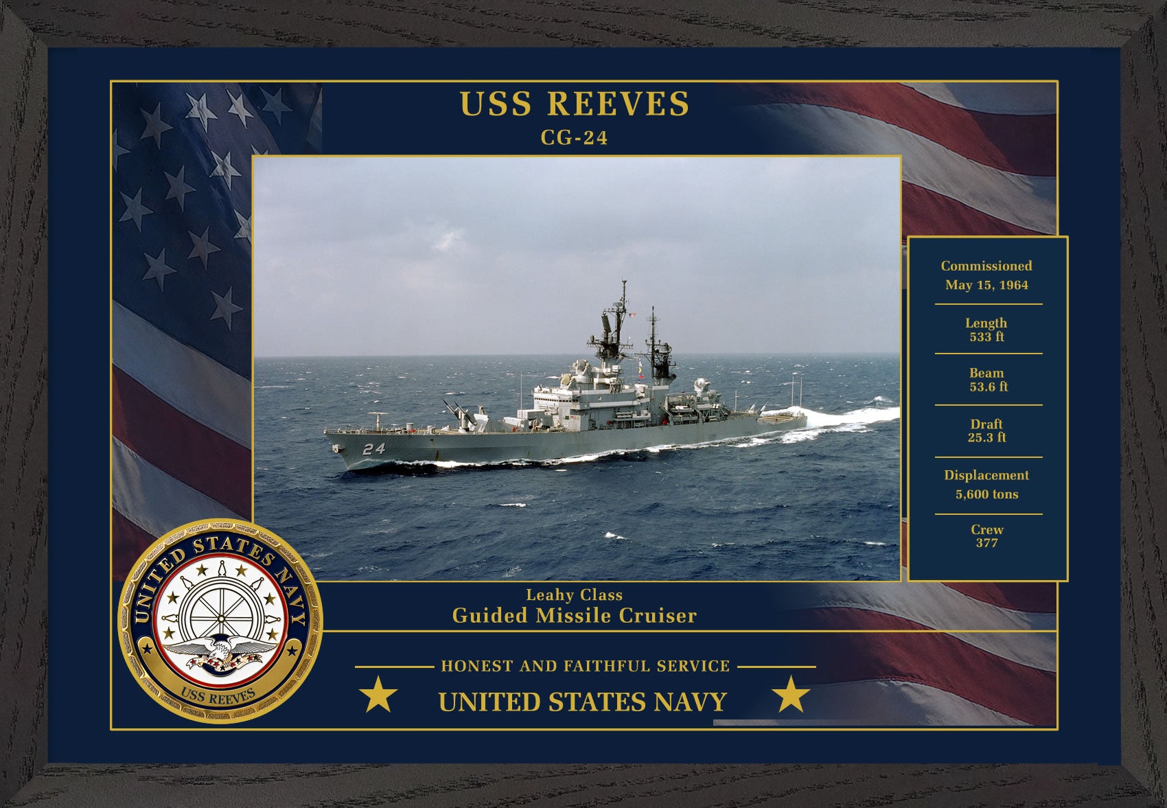 USS Reeves CG-24 Framed Patriotic Photo