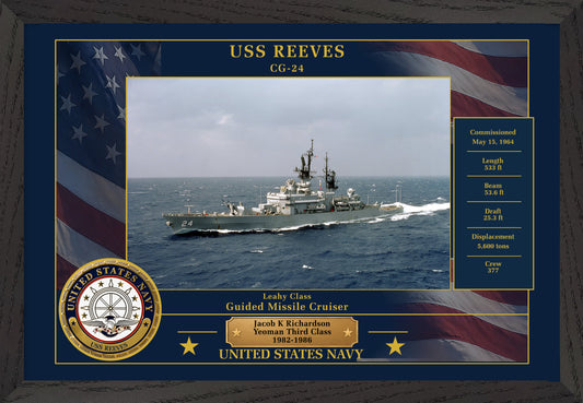USS Reeves CG-24 Framed Patriotic Photo