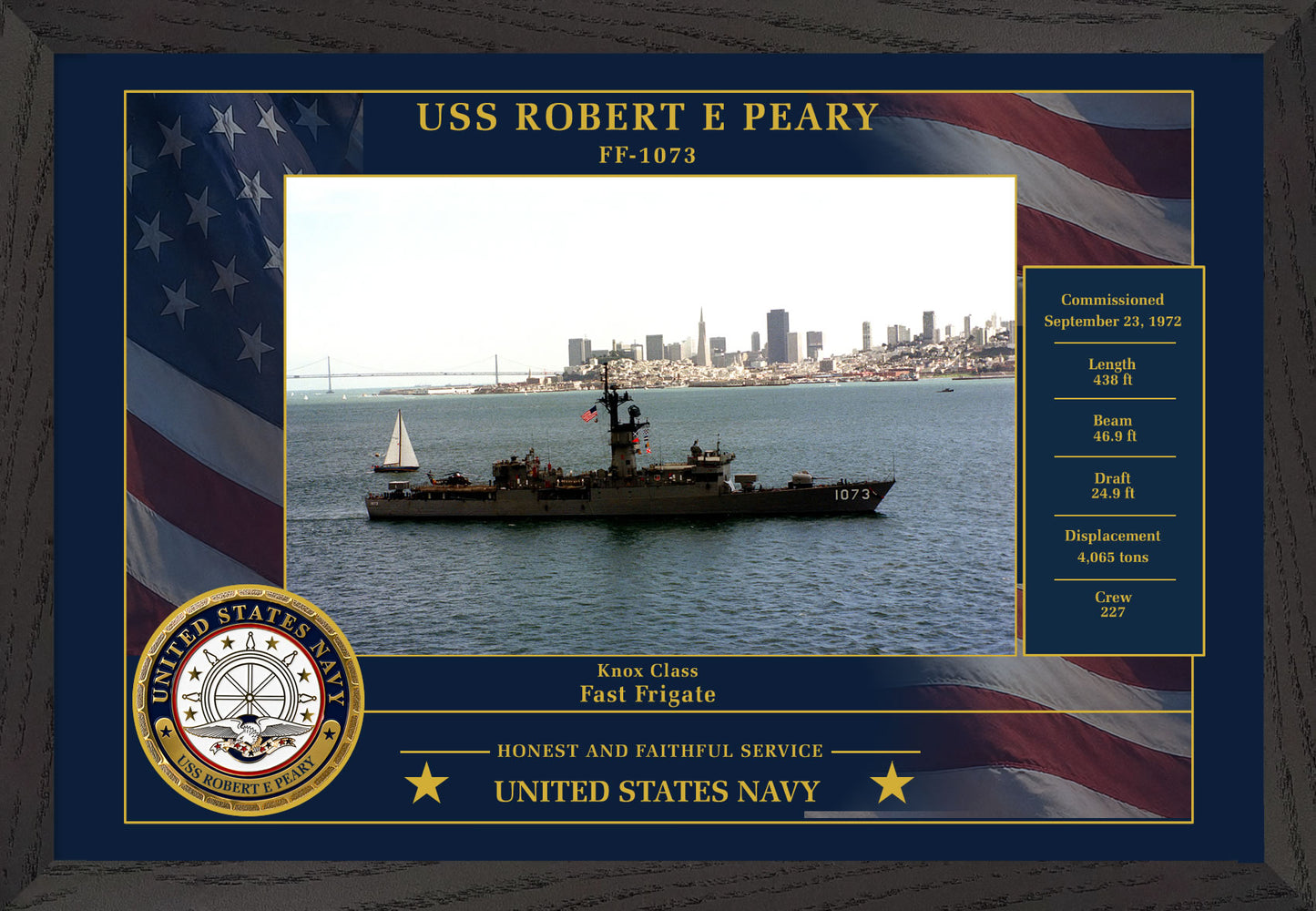 USS Robert E Peary FF-1073 Framed Patriotic Photo