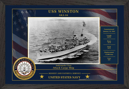 USS Winston AKA-94 Framed Patriotic Photo