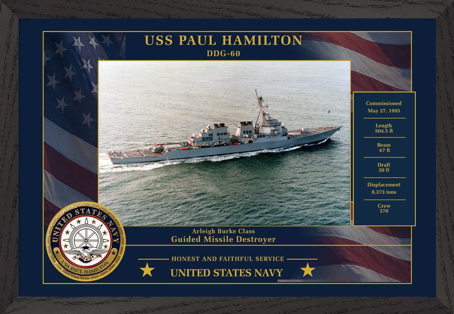USS Paul Hamilton DDG-60 Framed Patriotic Photo
