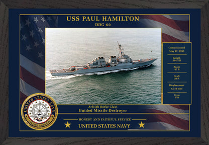 USS Paul Hamilton DDG-60 Framed Patriotic Photo