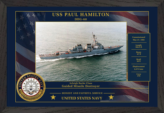 USS Paul Hamilton DDG-60 Framed Patriotic Photo
