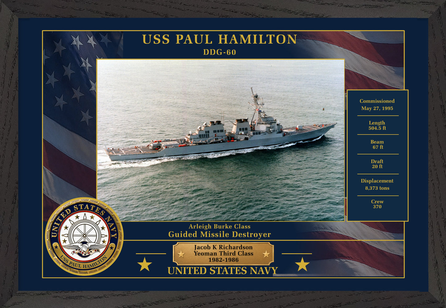 USS Paul Hamilton DDG-60 Framed Patriotic Photo