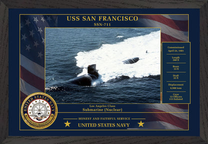 USS San Francisco SSN-711 Framed Patriotic Photo
