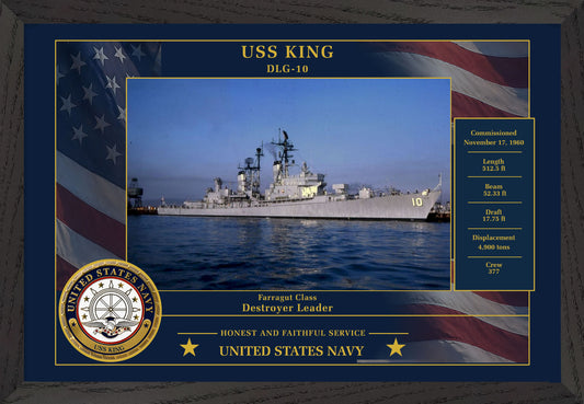 USS King DLG-10 Framed Patriotic Photo