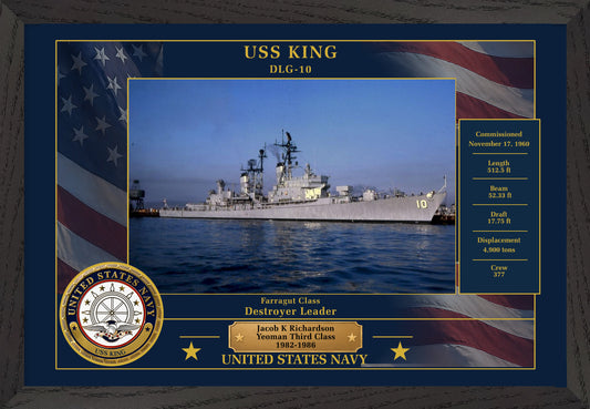 USS King DLG-10 Framed Patriotic Photo