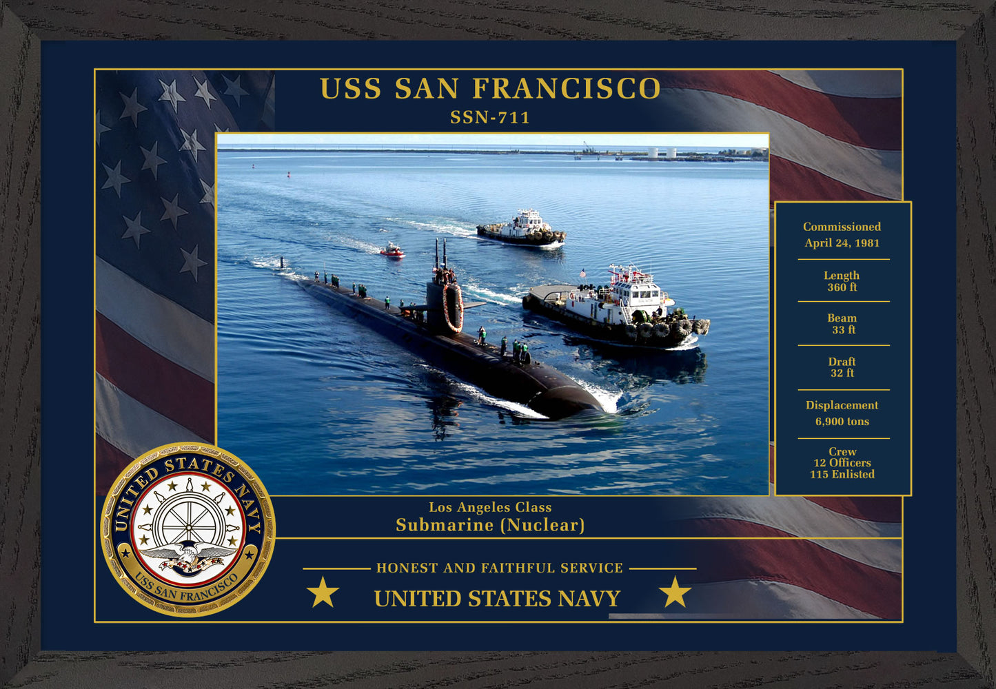 USS San Francisco SSN-711 Framed Patriotic Photo