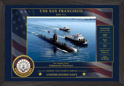 USS San Francisco SSN-711 Framed Patriotic Photo
