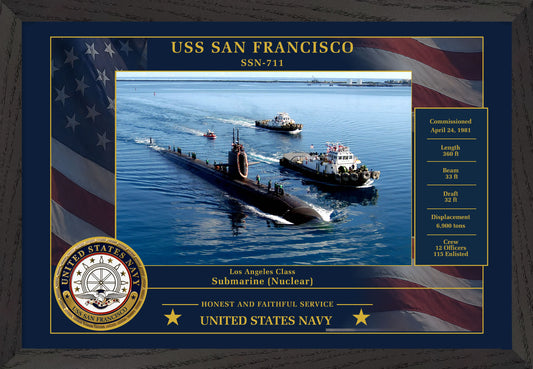 USS San Francisco SSN-711 Framed Patriotic Photo