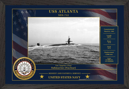 USS Atlanta SSN-712 Framed Patriotic Photo