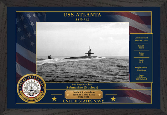 USS Atlanta SSN-712 Framed Patriotic Photo
