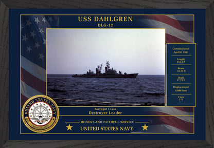 USS Dahlgren DLG-12 Framed Patriotic Photo