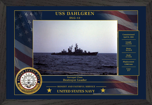 USS Dahlgren DLG-12 Framed Patriotic Photo