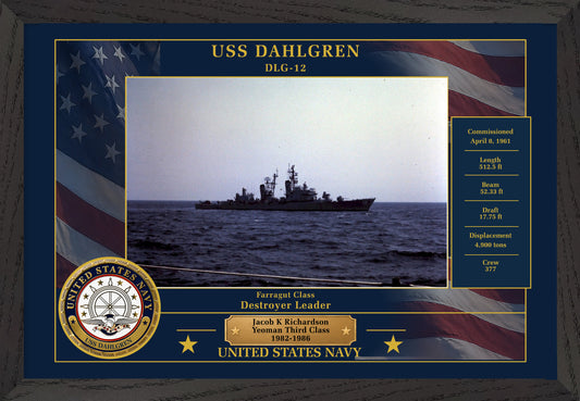 USS Dahlgren DLG-12 Framed Patriotic Photo