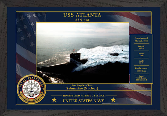 USS Atlanta SSN-712 Framed Patriotic Photo