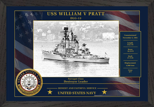 USS William V Pratt DLG-13 Framed Patriotic Photo
